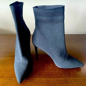 Black pointed sock heels